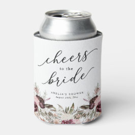 Enfriador De Latas Chorro de Novia Floral Boho Borgoña