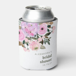 Enfriador De Latas Chorro Nupcial Acuarela Bohemio Floral Rosa Lavand