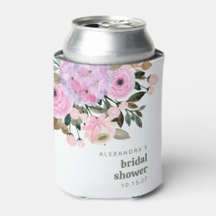 Enfriador De Latas Chorro Nupcial Acuarela Floral Lavanda Boho Rosa