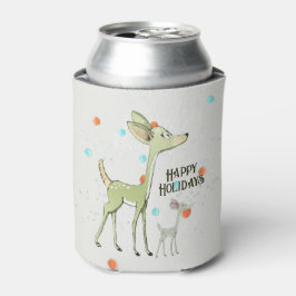 Enfriador De Latas Christmas Celebration Green Deers Holidays Cute