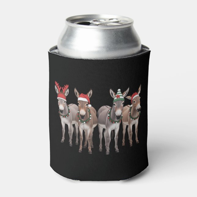 Enfriador De Latas Christmas Donkey Lover Gift Farm Xmas  (Lata Anverso)