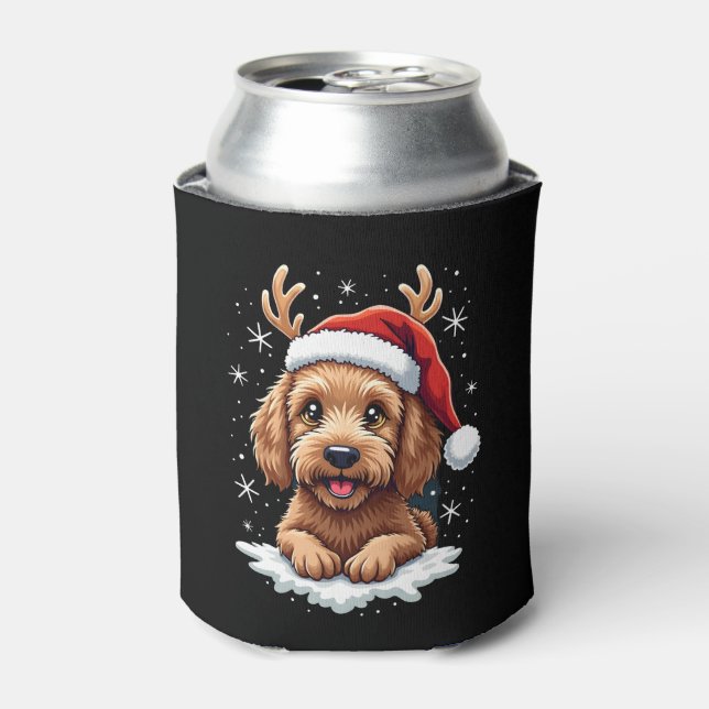Enfriador De Latas Christmas Goldendoodle Dog Reindeer Holiday Doodle (Lata Anverso)
