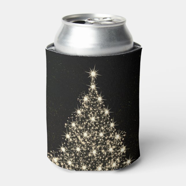 Enfriador De Latas Christmas Party Golden Shiny Tree Winter Black (Lata Anverso)