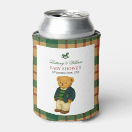 Enfriador De Latas Christmas Plaid Preppy Bear Baby Shower 