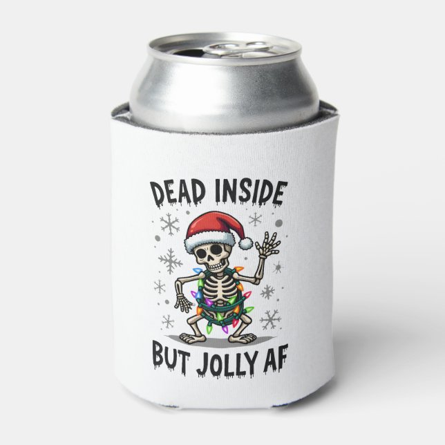 Enfriador De Latas Christmas Skull Peace Dead Inside But Jolly Xmas M (Lata Anverso)