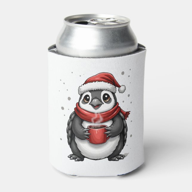 Enfriador De Latas Christmas Turtle with Santa Hat Coffee Lover Funny (Lata Anverso)