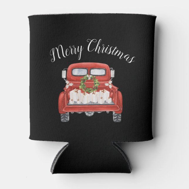 Enfriador De Latas Christmas Vintage Red Truck (Anverso)