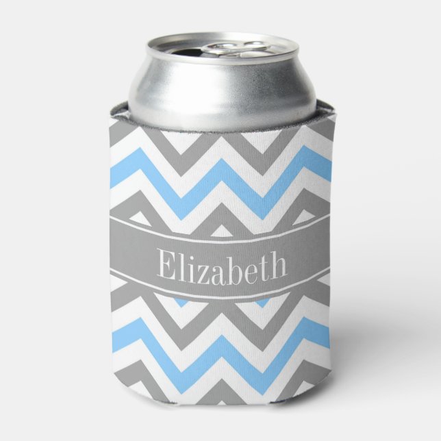 Enfriador De Latas Cielo Azul Dk Gris Whats LG Nombre Gris Monograma (Lata Anverso)