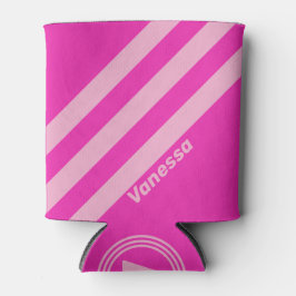 Enfriador De Latas Cielo Rosa Retro Tres Franjas con Nombre