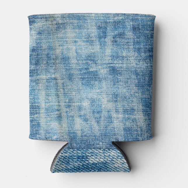 Enfriador De Latas Cierre de Denim Azul texturado (Anverso)