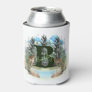Enfriador De Latas Ciervo Acuarela Letra Monograma Personalizada B