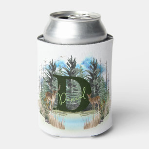 Enfriador De Latas Ciervo Acuarela Letra Monograma Personalizada D