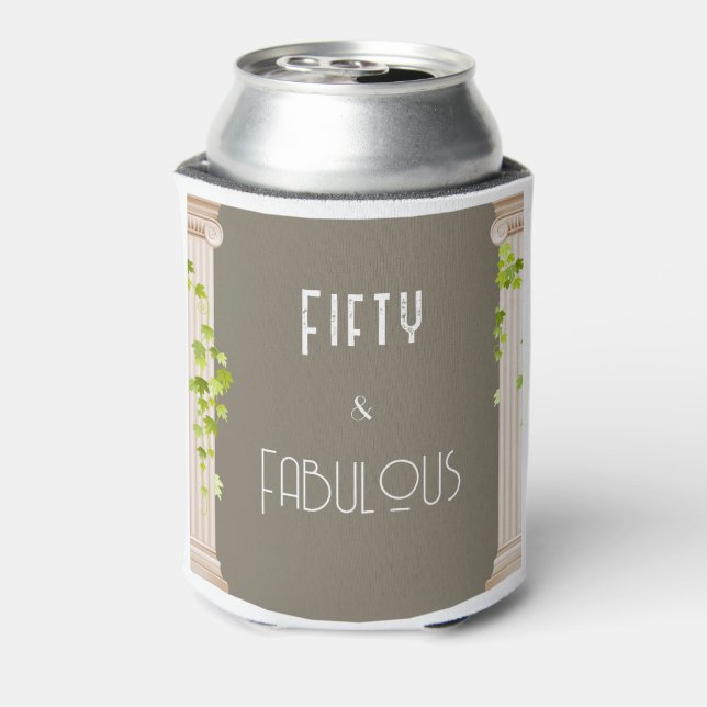 Enfriador De Latas Cincuenta fabulosos cumpleaños elegante tema grieg (Reverso de la lata)