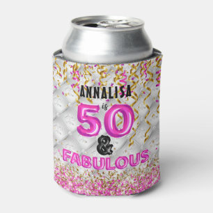 Enfriador De Latas Cincuenta fabulosos Oro Rosa 50 cumpleaños
