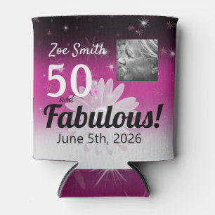 Enfriador De Latas Cincuenta y fabuloso, blanco negro rosado, con mar