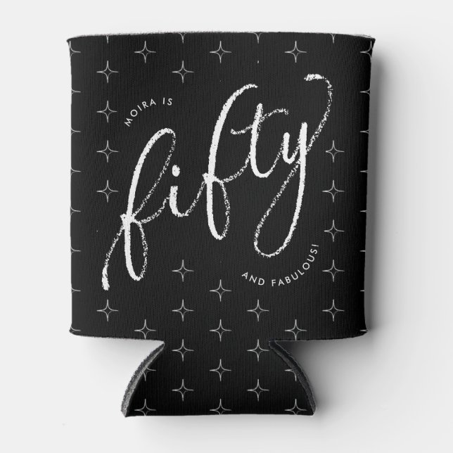 Enfriador De Latas Cincuenta y fabuloso negro moderno 50 cumpleaños (Anverso)