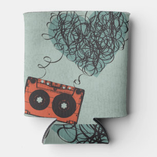 Enfriador De Latas Cinta cardíaca: Ilustracion de cassette vintage