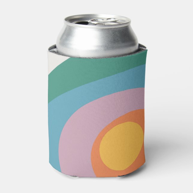 Enfriador De Latas círculos de estilo retro multicolor (Lata Anverso)