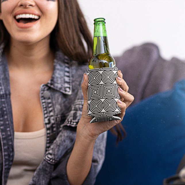 Enfriador De Latas Círculos geométricos y cuadrados (geometric shapes cooler)