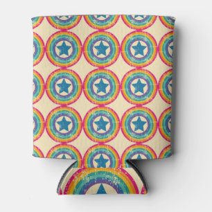 Enfriador De Latas Círculos Retro Estrellas: Textura sin Marea.