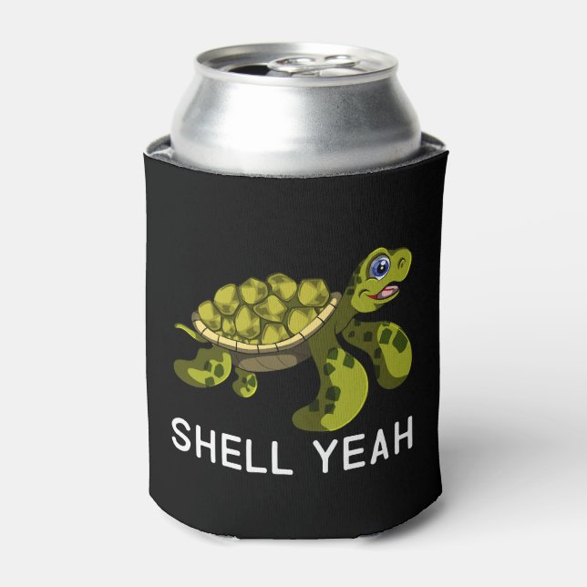 Enfriador De Latas Cita divertida Pun Shell Yeah Turtles (Lata Anverso)