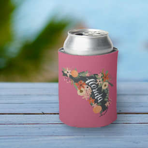 Enfriador De Latas Citrus rosado Floral Florida Estado Silhouette