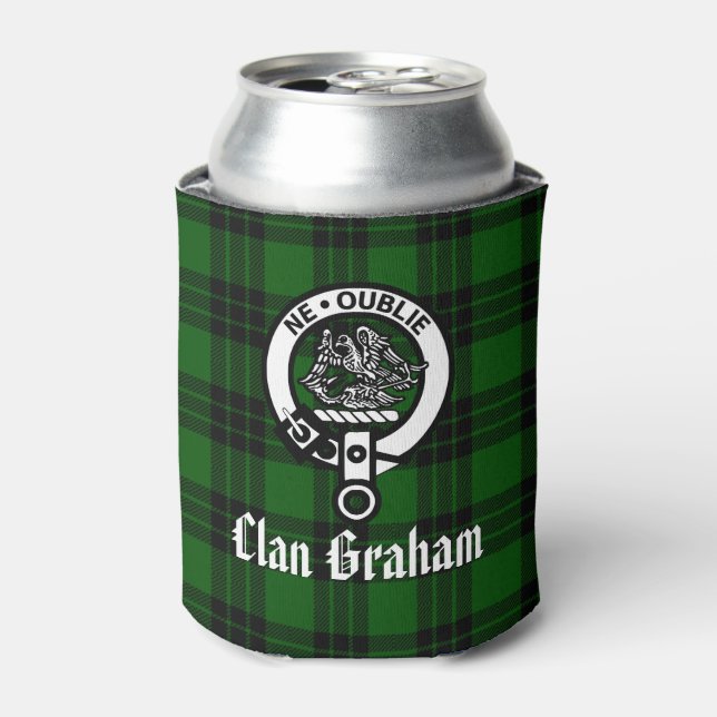 Enfriador De Latas Clan Graham Escudo Badge y Tartán (Lata Anverso)