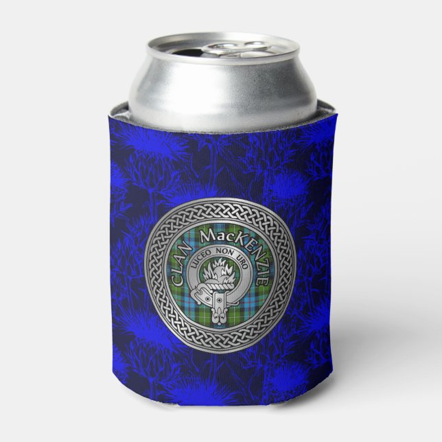 Enfriador De Latas Clan MacKenzie Escudo y Tartan Knot (Lata Anverso)