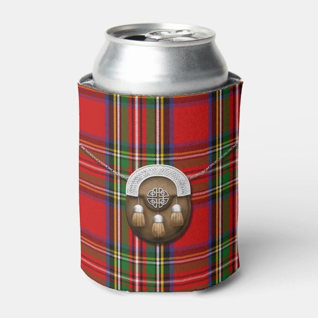 Enfriador De Latas Clan Stewart Tartan Y Sporran (Lata Anverso)