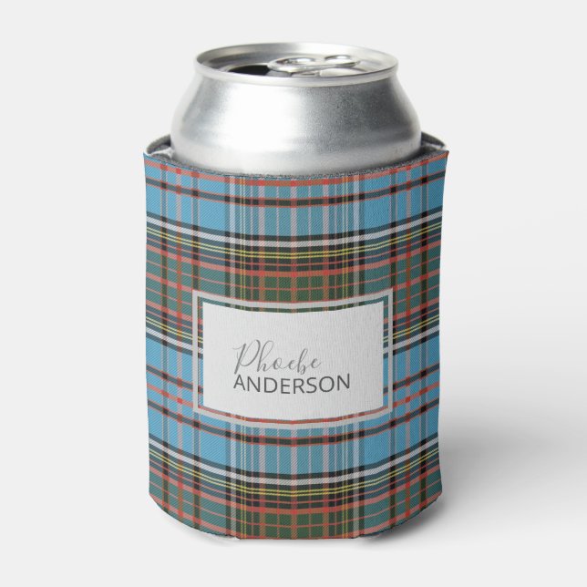Enfriador De Latas Clan Tartán Personalizado Anderson Plaid Light Blu (Lata Anverso)