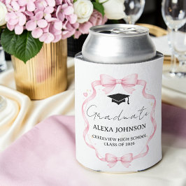 Enfriador De Latas Clase de 2026 Gorra de Graduación con Lazo Rosa Gr