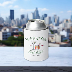 Enfriador De Latas Clásico Club de Cócteles Verde y Chica Rojo