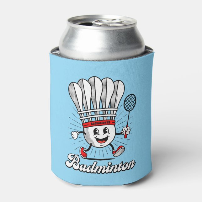 Enfriador De Latas Clásico de Mascot de Badminton (Lata Anverso)