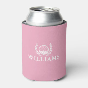 Enfriador De Latas Clásico Elegante Rosa Monograma de Nombre Personal