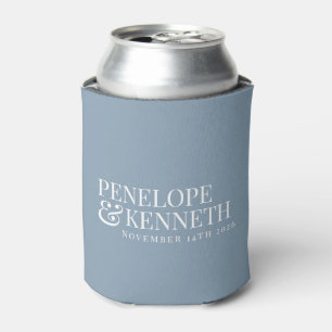 Enfriador De Latas Clásico Elegante Sencillo Personalizado Boda Azul