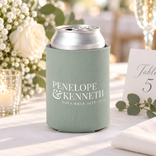 Enfriador De Latas Clásico Elegante Sencillo Personalizado Boda Dusty