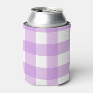 Enfriador De Latas Clásico Gingham Check Plaid Pattern Lilac