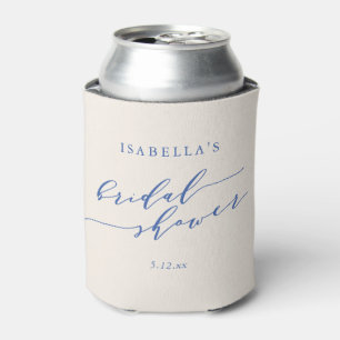 Enfriador De Latas Clásico Minimalista Script Azul Fiesta de Despedid