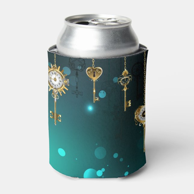 Enfriador De Latas Claves de esqueleto antiguas sobre fondo verde (Lata Anverso)