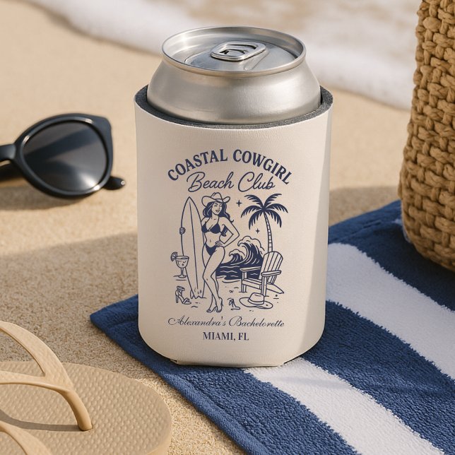 Enfriador De Latas Club Coastal de Playa Cowgirl Bachelorette (Subido por el creador)