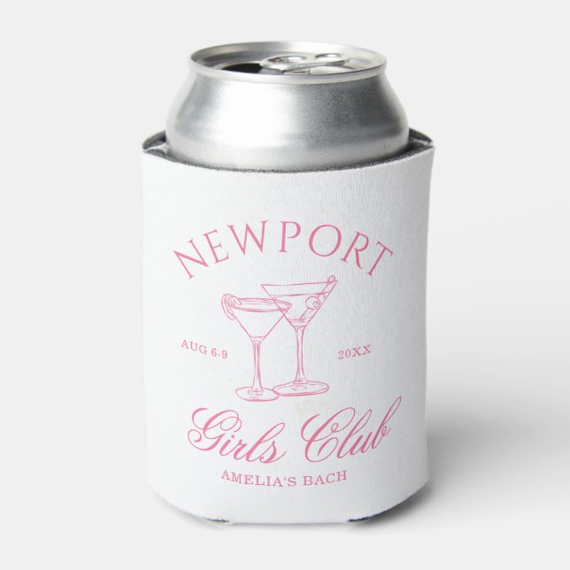 Enfriador De Latas Club de Chicas Bachelorette Rosa CoastBeach (Lata Anverso)