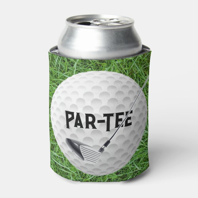 Enfriador De Latas Club de Golf con bola en verde (Lata Anverso)