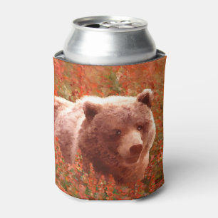 Enfriador De Latas Club de oso pardo en pintura de marihuana de fuego