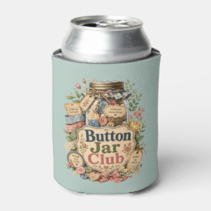 Enfriador De Latas Club de Tarro de Botones Colage de Costura Cottage