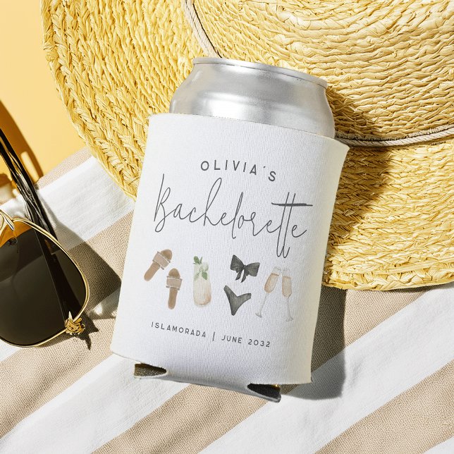 Enfriador De Latas Coastal Summer Personalized Bachelorette Party (Subido por el creador)