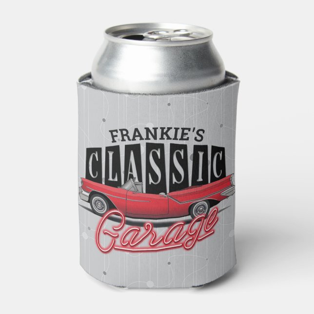 Enfriador De Latas Coche Clásico Faux Neón Personalizado Años 50 Gara (Lata Anverso)