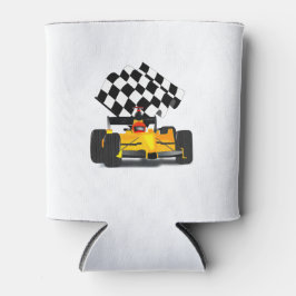 Enfriador De Latas Coche de raza amarilla con bandera verificada