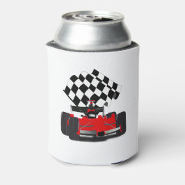 Enfriador De Latas Coche de raza roja con bandera verificada