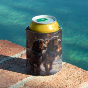 Enfriador De Latas Cocker Spaniel Inglés Temporada Navideña Festiva