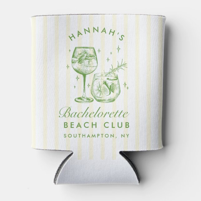 Enfriador De Latas Cocktail Retro Bachelorette Moderno Green (Anverso)